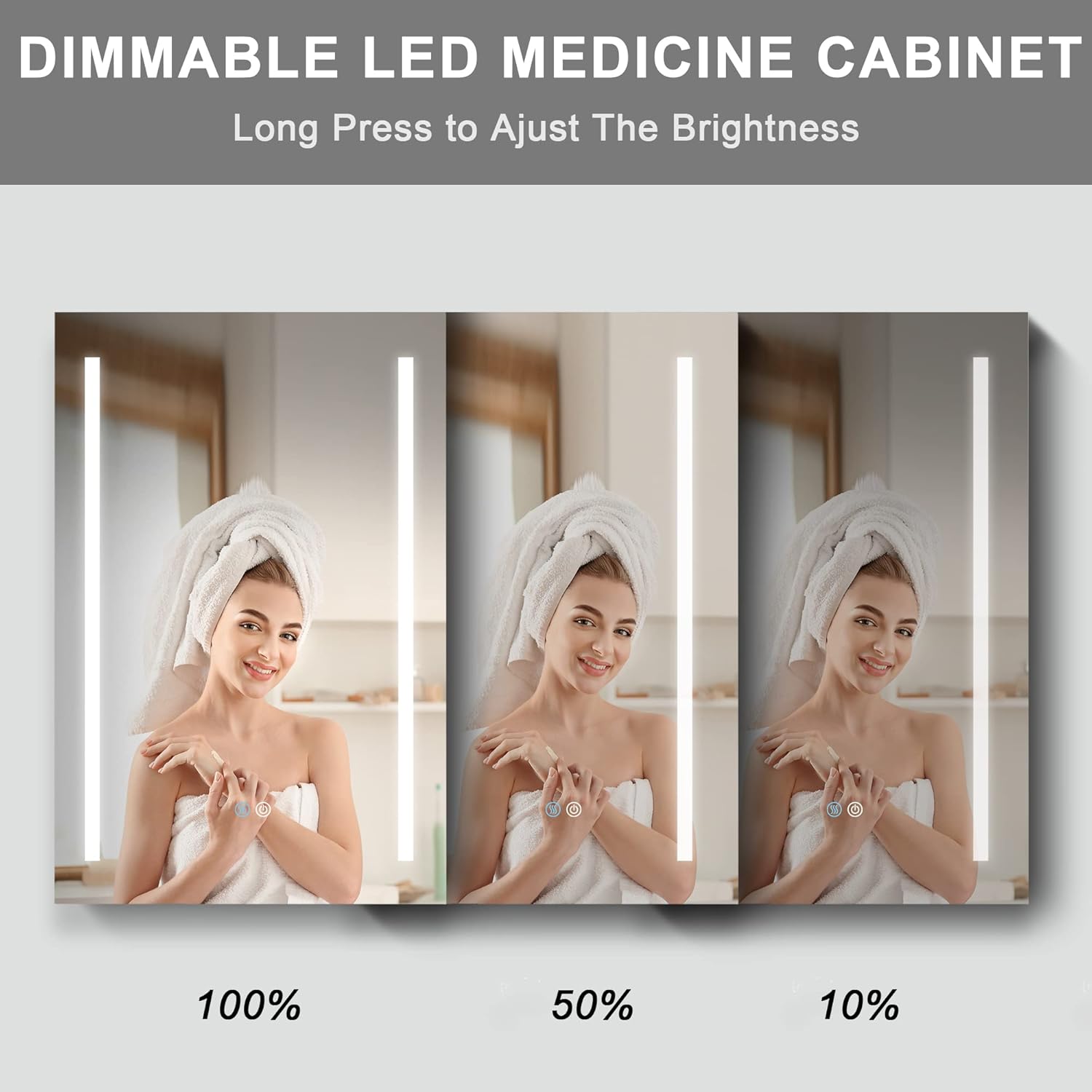 30x30 Inch LED Bathroom Medicine Cabinet Surface Mount Double Door Lighted Medicine Cabinet, Medicine Cabinets with Mirror Defogging Dimmer