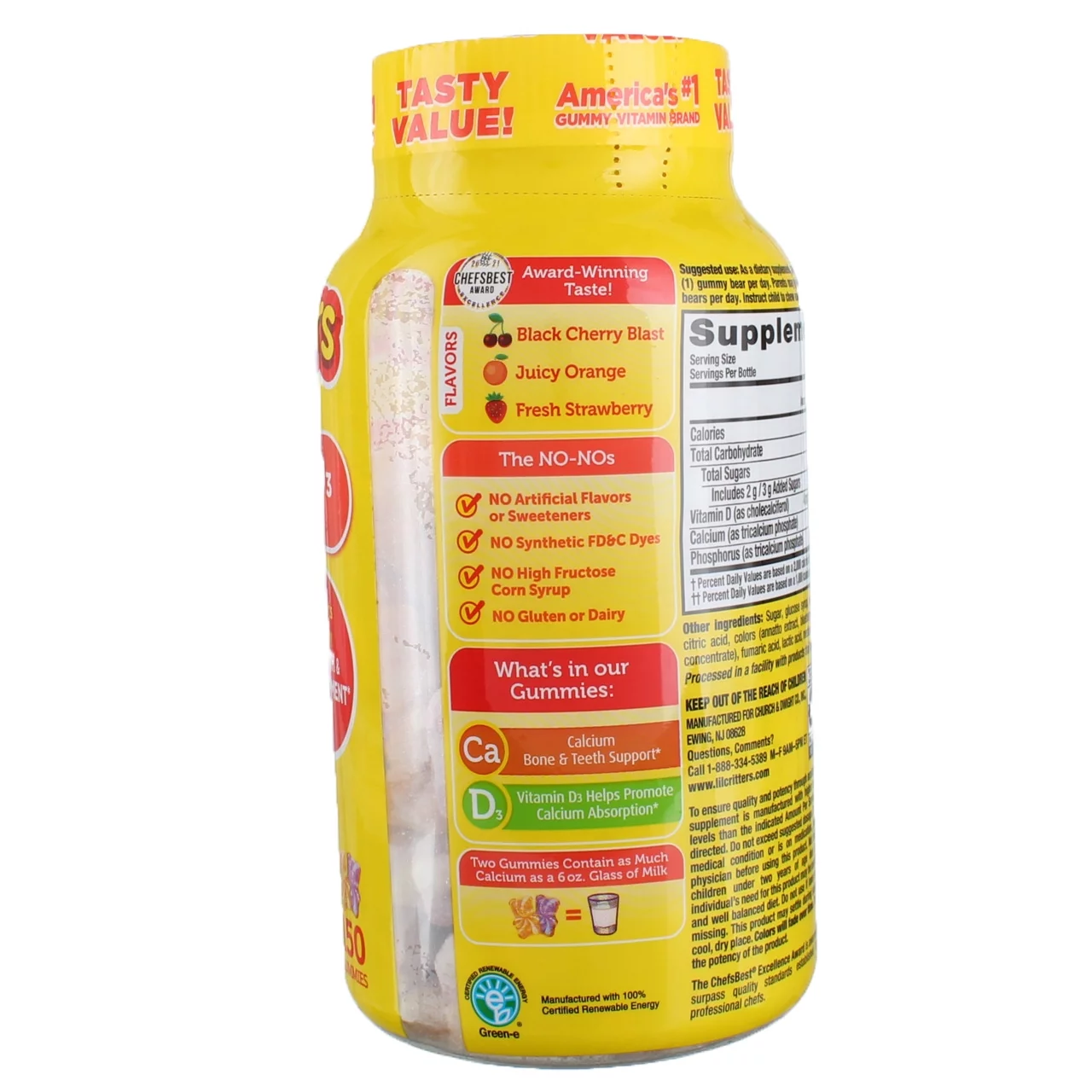 L'il Critters Calcium Gummy Bears with Vitamin D3, 150 Ct (Pack of 2)