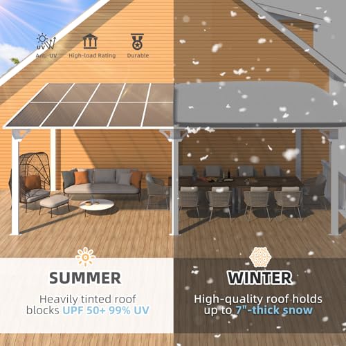 AECOJOY 10&rsquo; x 10&rsquo; Gazebo, Wall Mounted Gazebos Pergola on Clearance, Outdoor Patio Lean to Gazebo Awnings for Deck, Porch