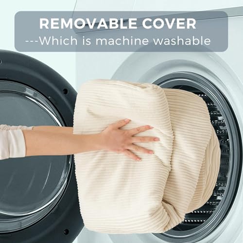 MAXYOYO Bean Bag Bed Folding Sofa Bed Floor Mattress for Adults, Extra Thick and Long Floor Sofa with Corded Washable Cover, Dark Grey, 30x95 Inch