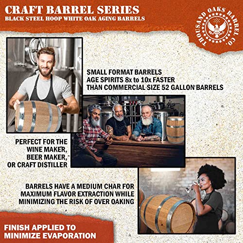 2 Liter Oak Aging Barrel with Wood Stand, Bung & Spigot - Mini Whiskey Barrels for The Home Alcohol Distiller, Moonshiner & Winemaker - Age Cocktails