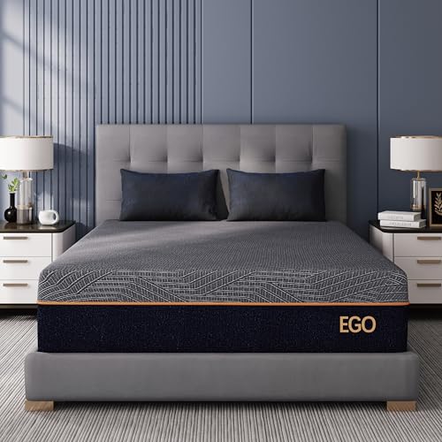 EGOHOME 14 Inch King Size Memory Foam Mattress for Back Pain, Cooling Copper Gel Bed in a Box, Foam Made in USA, CertiPUR-US Certified