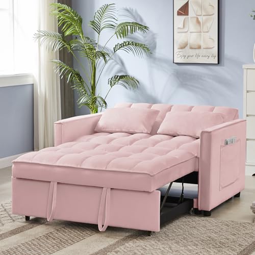 68.11" Corduroy Sleeper Chair Bed with USB Port, Cup Holders & Side Storage Pockets – 3-in-1 Foldable Sofa Bed for Guest Room, Living Room – White