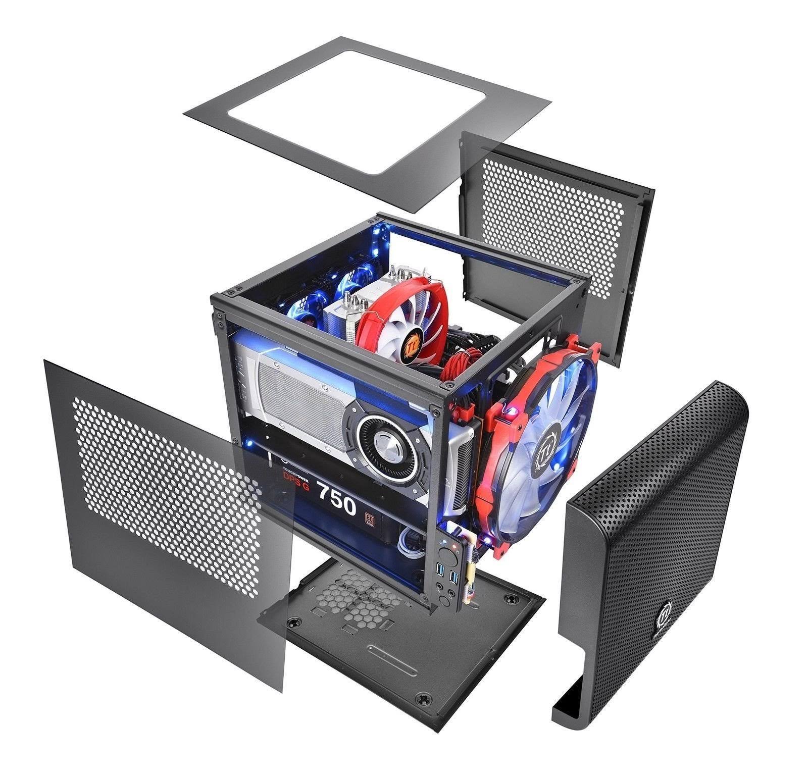 Thermaltake Core V1 mini-ITX Mini-Tower Computer Case, Black