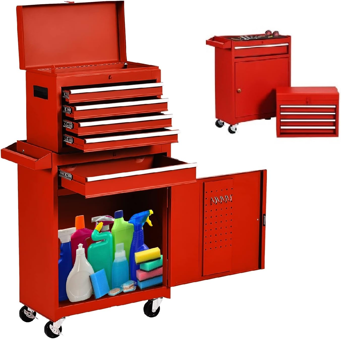 5-Drawer Rolling Tool Chest High Capacity Toolbox on Wheels, Removable Portable Set-Top box Tool Cabinet