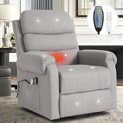 Power Lift Recliner Chair Recliners for Elderly with Heat and Massage Recliner Chair for Living Room with Infinite Position and Side Pocket