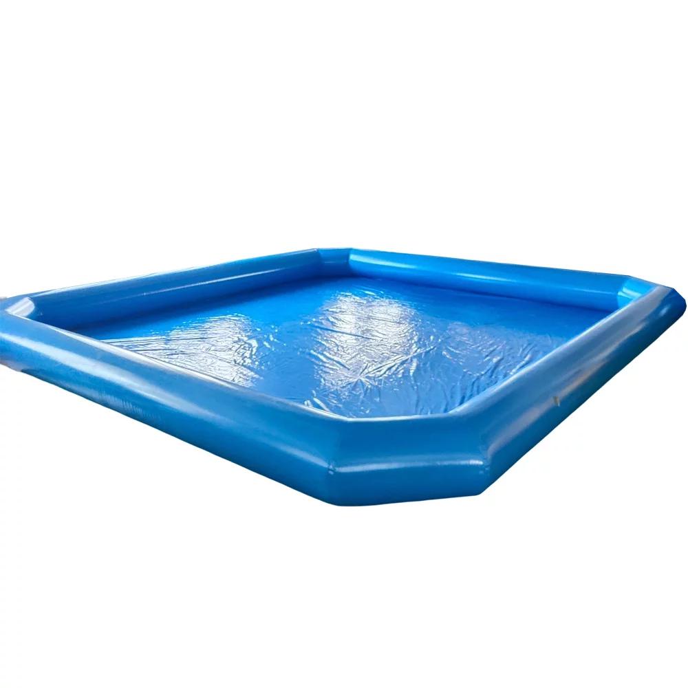 INTBUYING Large Inflatable Swimming Pool PVC Square Pool 23x23x1.8ft with 110V Blower for Summer Fun