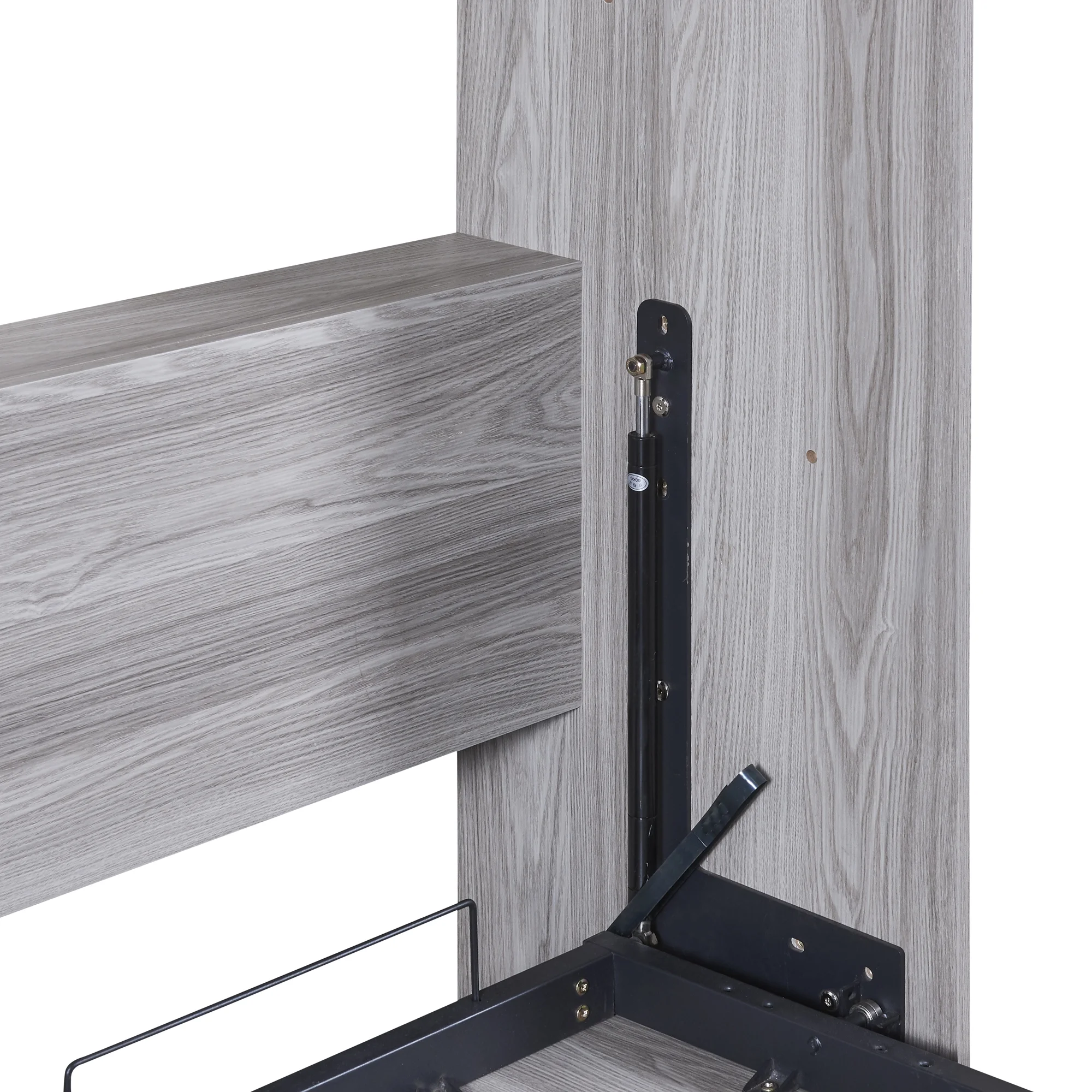Euroco Pine Wood Full Size Murphy Bed, Convertible Wall Bed into A Cabinet, Gray
