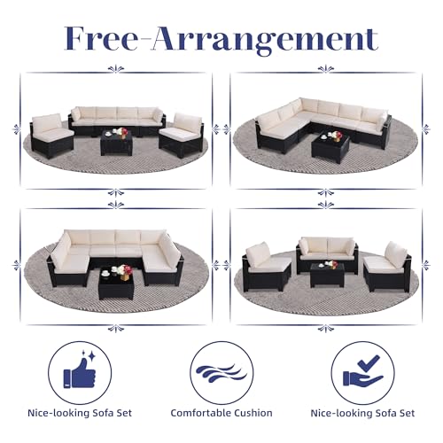 KIGOTY Patio Furniture Set 7 Pieces Conversation Sets, Outdoor Sectional Sofa