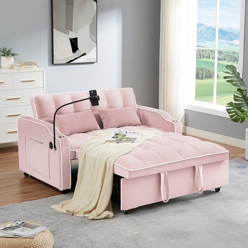 WIIS' IDEA Convertible Sofa Bed,3 in 1 Velvet Sleeper Sofa Pull-Out Bed