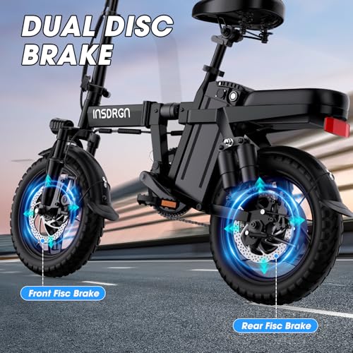 Electric Bike for Adults,14" Folding Adult E Bike with 500W Motor,20 mph,28 Miles Range,Advanced 9-Point Suspension & Pro-Level 44.99% Brake Ratio