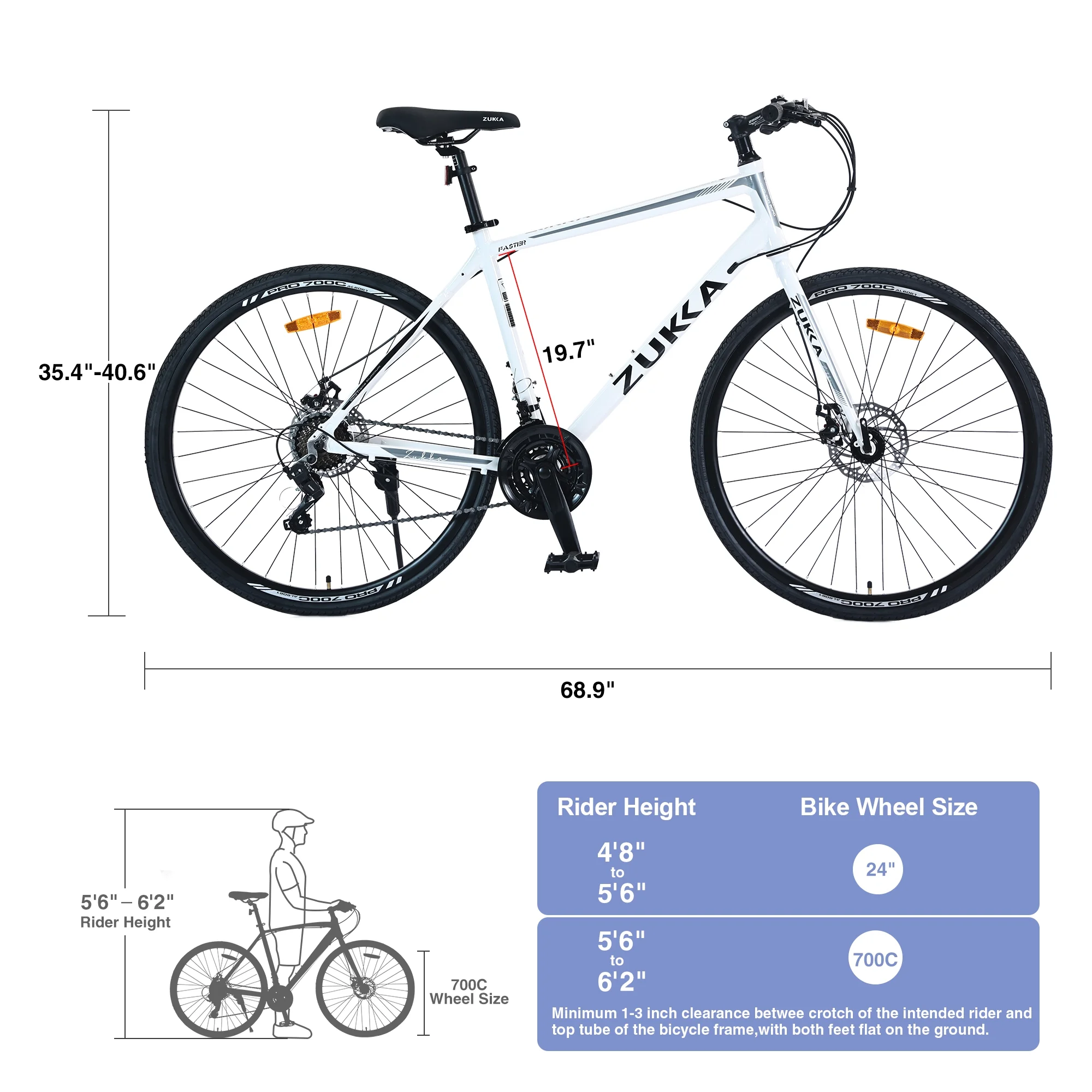 RooRuns 21 Speed Hybrid bike Disc Brake 700C Road Bike For men women's City Bicycle