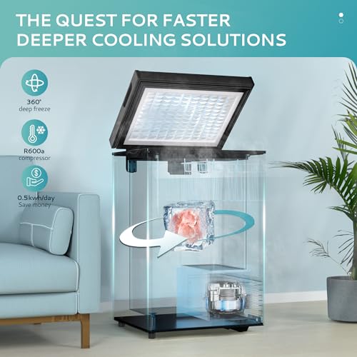 EUHOMY 3.5 Cu.Ft Chest Freezer with Removable Basket, Small Deep Freezer Adjustable 7 Thermostat, Quiet Mini Freezer Free-Standing Top Door
