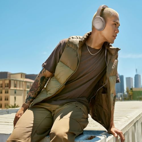 Bose QuietComfort Bluetooth Headphones, Wireless Headphones with Active Over Ear Noise Cancelling and Mic, Deep Bass, Up to 24 Hours of Playtime
