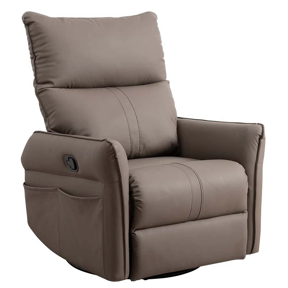 High Back Rocking Chair, Nursery Chair with Side Pocket, 360 Degree Swivel Single Sofa Chair, Lazy Sofa Balcony Reclining Chair