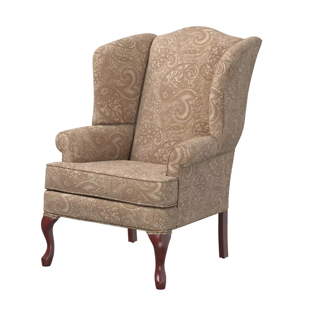 Comfort Pointe Paisley Cream Chenille Traditional Wingback Accent Chair