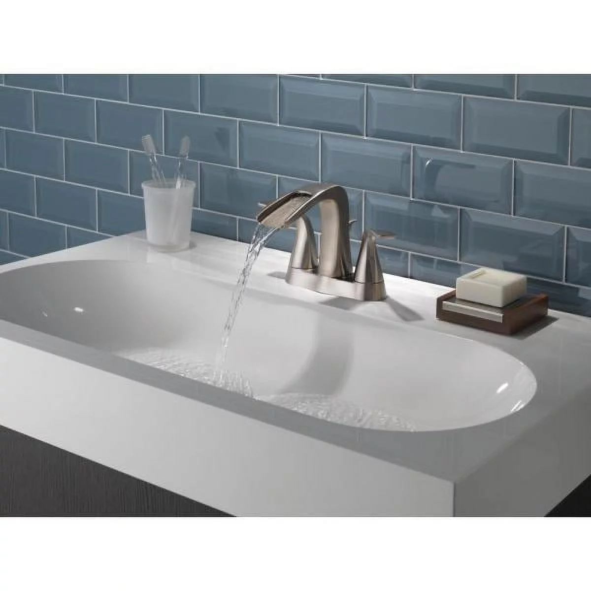 Delta Tolva 4 in. Centerset 2-Handle Bathroom Faucet in Brushed Nickel