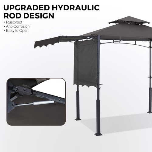 ABCCANOPY 8x5 Grill Gazebo - Outdoor BBQ Canopy Shelter with Led Light for Patio Backyard Grilling (Dark Gray)