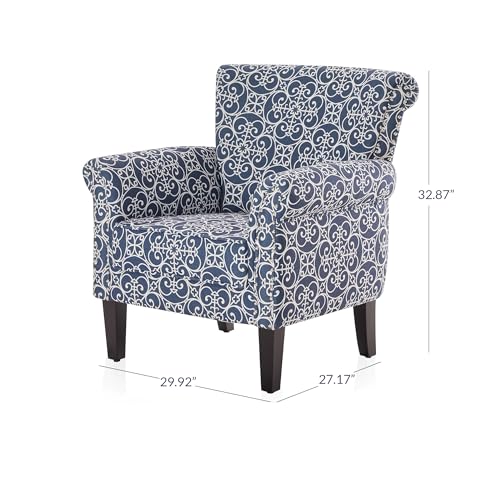 BELLEZE Upholstered Wingback Accent Chair, Fabric Armchair Club Chair, Nailhead Trim High Back Patterned Corner Chair for Living Room Bedroom