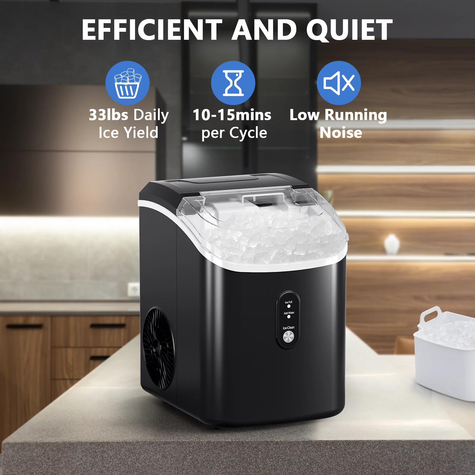 COWSAR 33lbs Countertop Nugget Ice Maker, Potable with Scoop,聽Soft Nugget Ice Ready in 10mins, Red