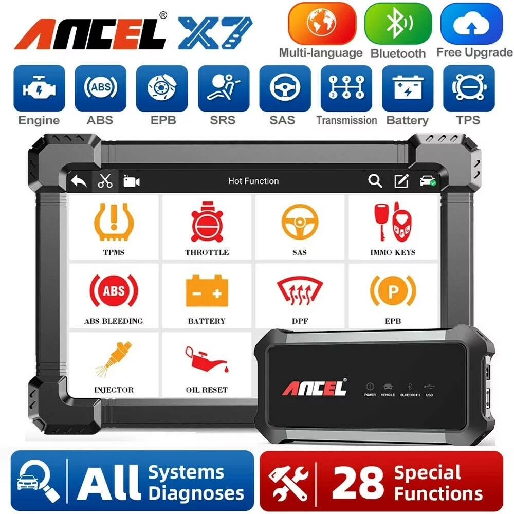 Ancel X7 Bluetooth All System OBD2 Scanner Car Diagnostic Automotive Code Reader Vehicle Diagnostic Tool for All Car Full System with 10 Reset