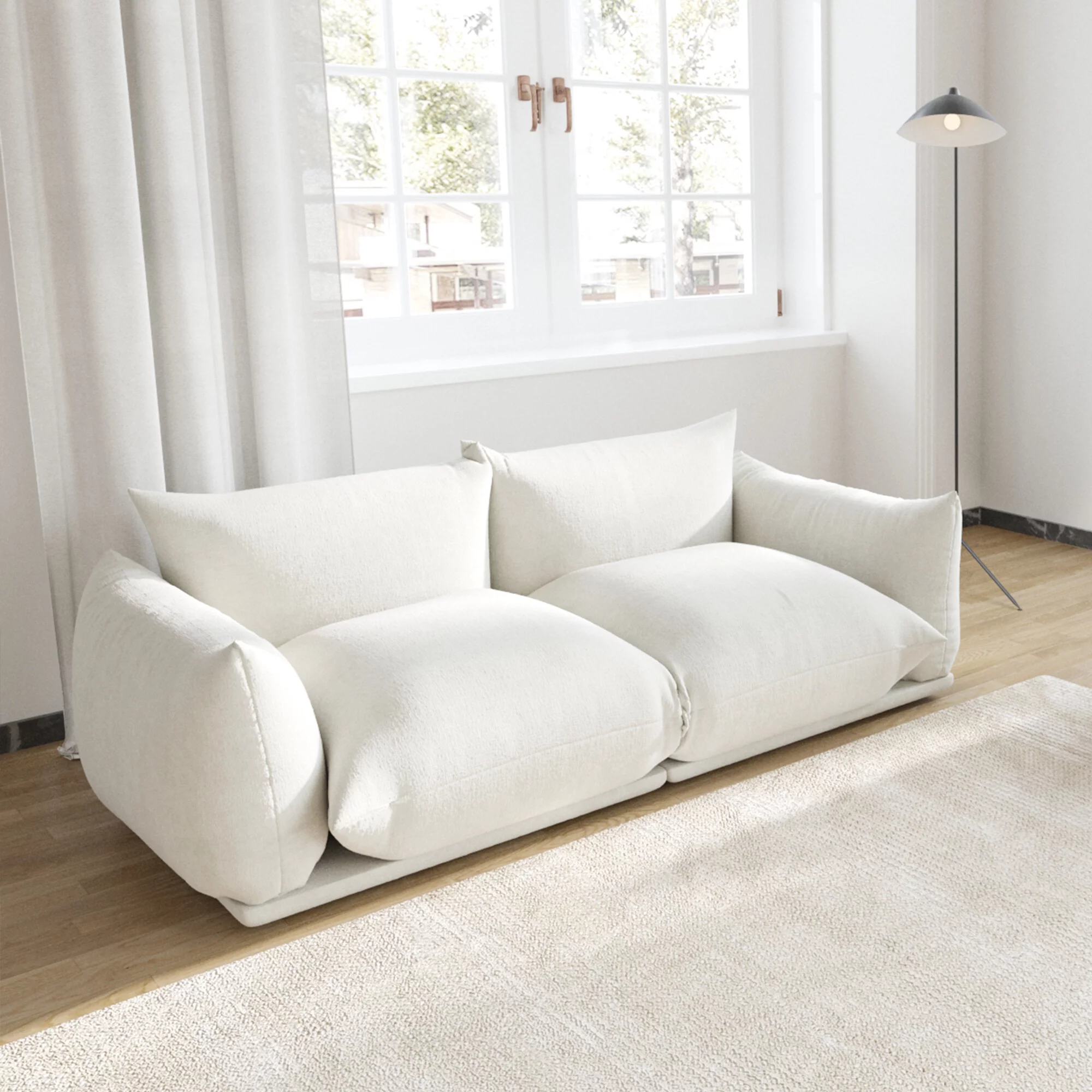 Magic Home Convertible Modular Sectional Sofa Foam Couch Loveseat Sofa Chenille Couch 2-Seat Sofa Sectional Couch for Living Room,Beige