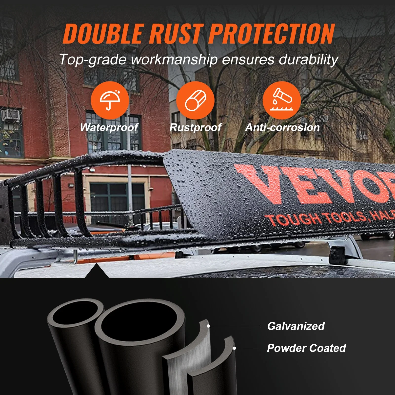 VEVOR Roof Rack Cargo Basket, 64" x 39" x 6" Rooftop Cargo Carrier with Extension, Heavy-duty 200 LBS Capacity Universal Roof Rack Basket