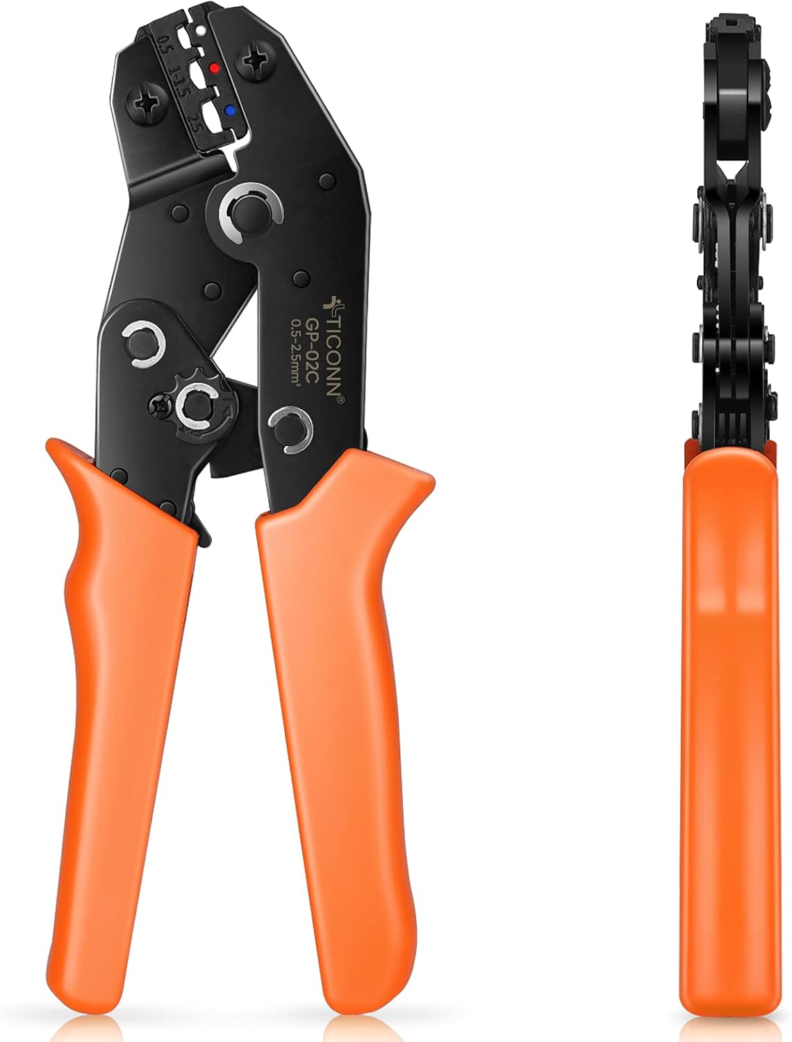 TICONN Crimping Tool for Heat Shrink Connectors - Ratcheting Wire Crimper - Crimping Pliers - Ratchet Terminal Crimper