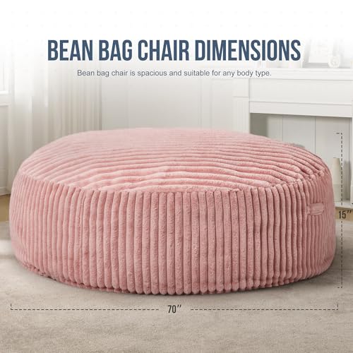 Hobestluk 5ft Bean Bag Chairs for Adults Large Beanbag Chair with Stripe Plush Cover Big Bean Bag Chair for Living Room Bedroom Dorm Office -Black