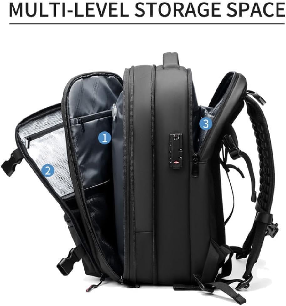 Vacpack Backpack, 60L Expandable Backpack with Vacuum Compression, Waterproof And Anti-Theft Large Capacity Travel Backpack