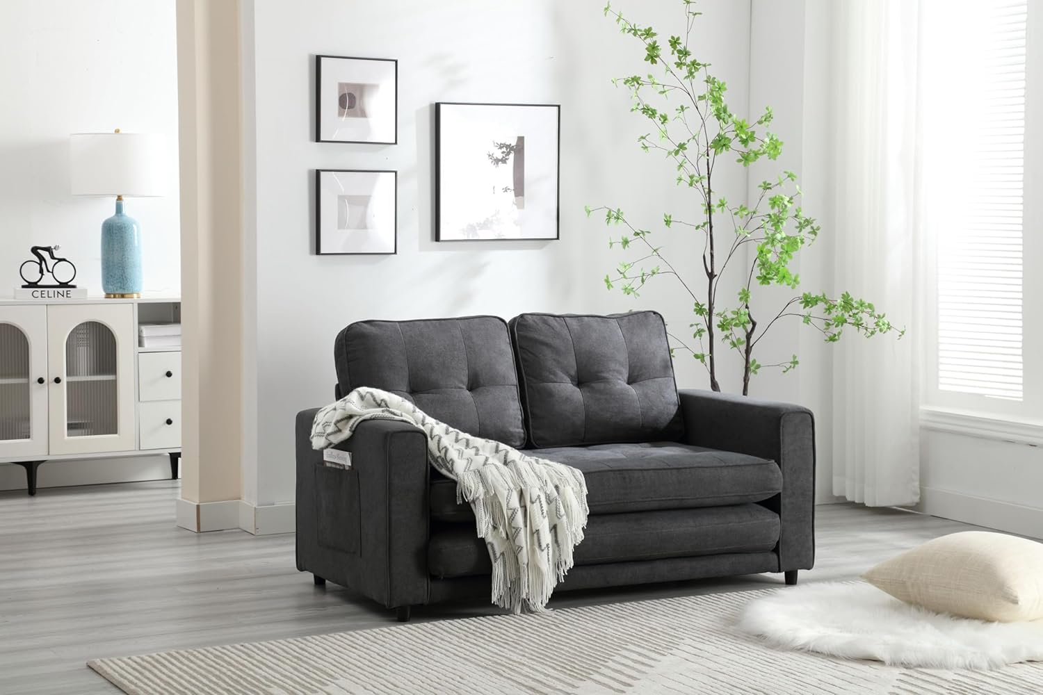 3 Fold Sofa,Convertible Futon Couch sleeper sofabed,Space saving loveseat,Pull Out Couch B