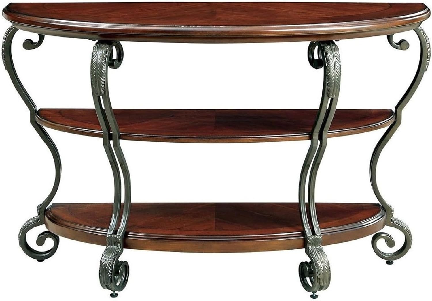 Traditional Style Brown Cherry 1pc Sofa Table Open Bottom Shelf Ornate Design Living Room Furniture