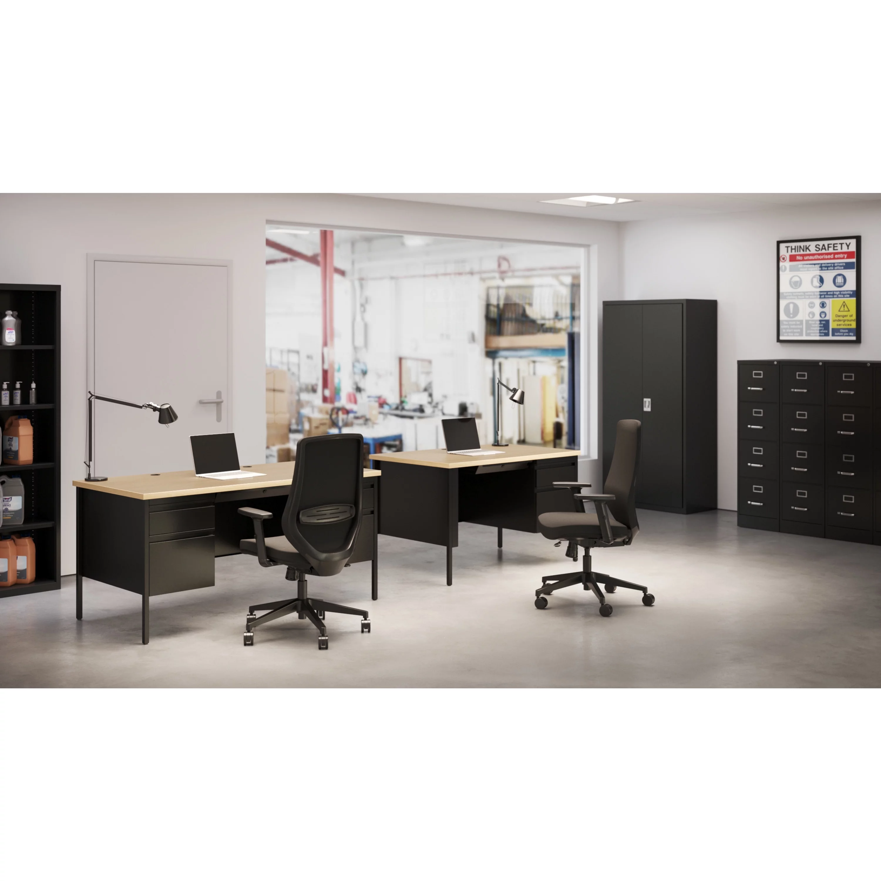 Hirsh 25" Deep 4 Drawer Letter Width Metal Vertical File Cabinet, Commercial Grade, Black