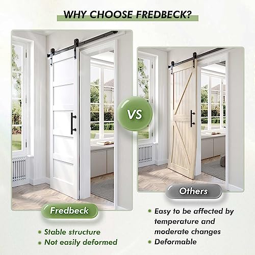 Fredbeck Double 21inx84in White Barn Door and 7FT Sliding Barn Door Hardware Kit Included,Solid,MDF, PVC Surface,DIY Assembly,5-Panel
