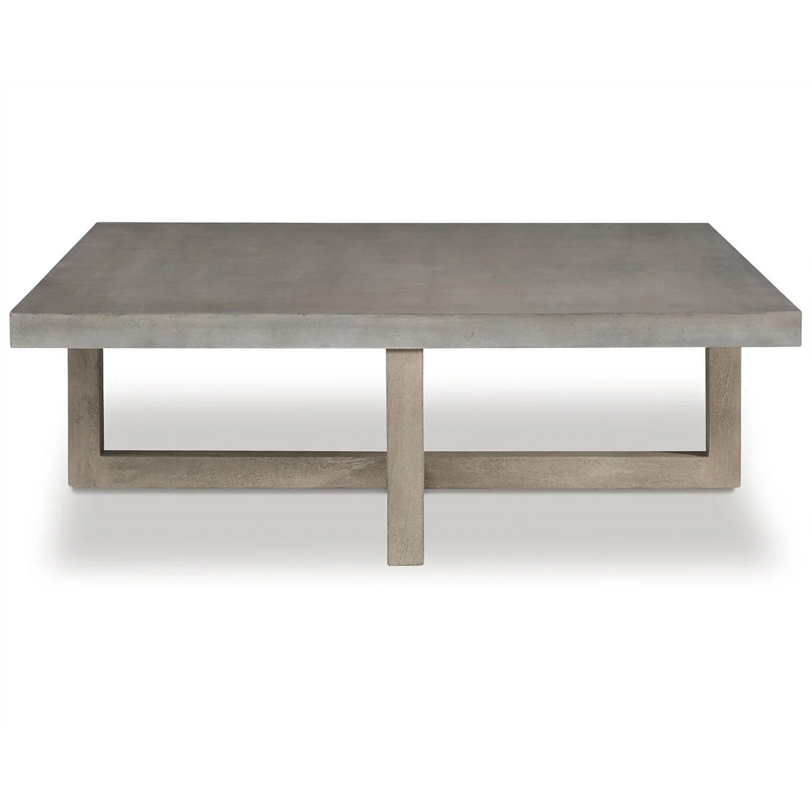 Ashley Furniture Lockthorne Square Wood Coffee Table in Light Gray Washed