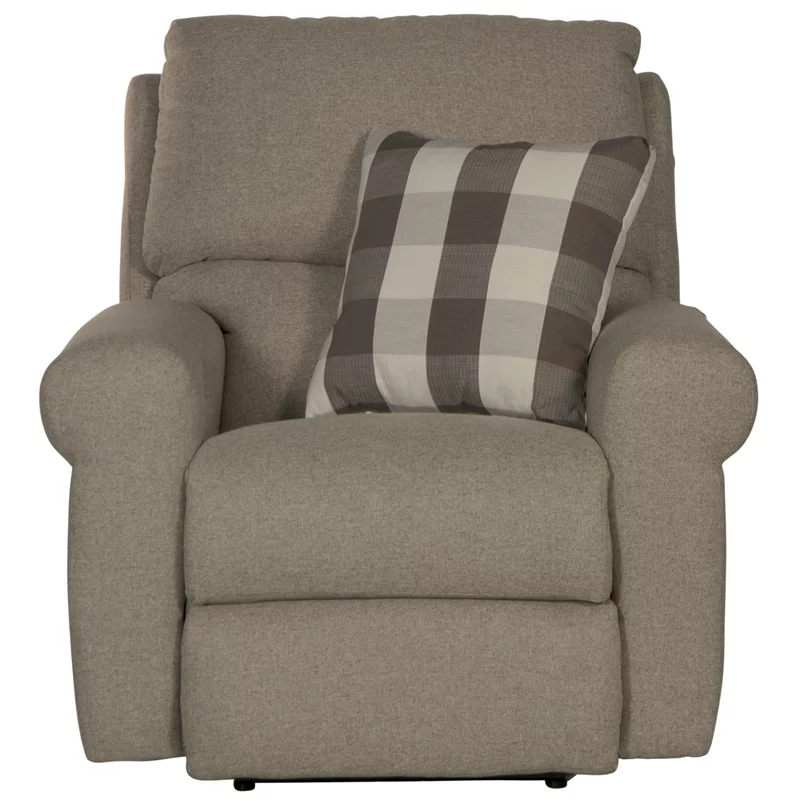 Catnapper Eastland Glider Recliner in Gray Polyester Fabric with Accent Pillow
