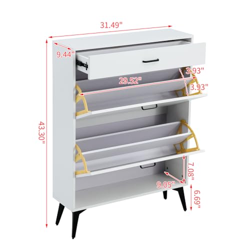 Free Standing Shoe Storage Cabinet With Metal Legs Space-saving Design Shoe Rack Storage Organizer For Heels Boots Slippers grey