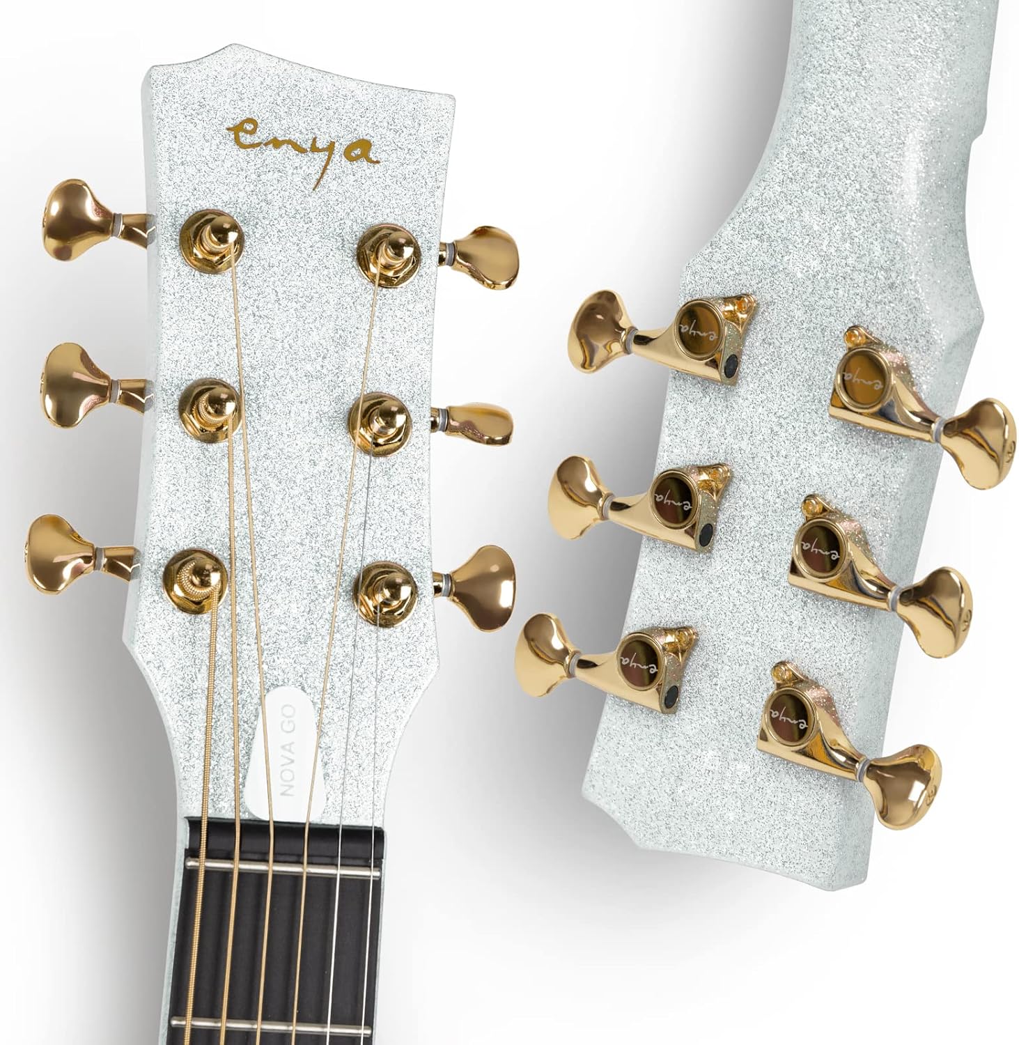 Enya NOVA Go SP1 Carbon Fiber Acoustic Electric Guitar with Smart AcousticPlus 35 Inch Travel Acustica Guitarra Starter Bundle Kit of Gig Bag, Strap