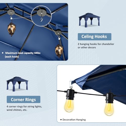 Aoxun 10'x12' Outdoor Patio Gazebo, Heavy Duty Party Tent with Wind-Resistant Ropes