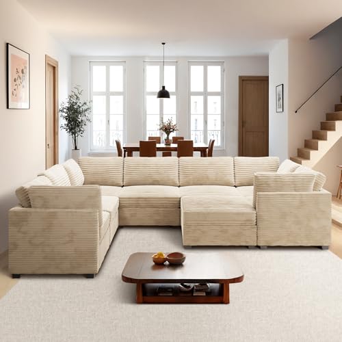 ovios 130.7" Modular Sectional Sofa Couch, U-Shaped Cloud Couches with 2 Ottomans Chaise