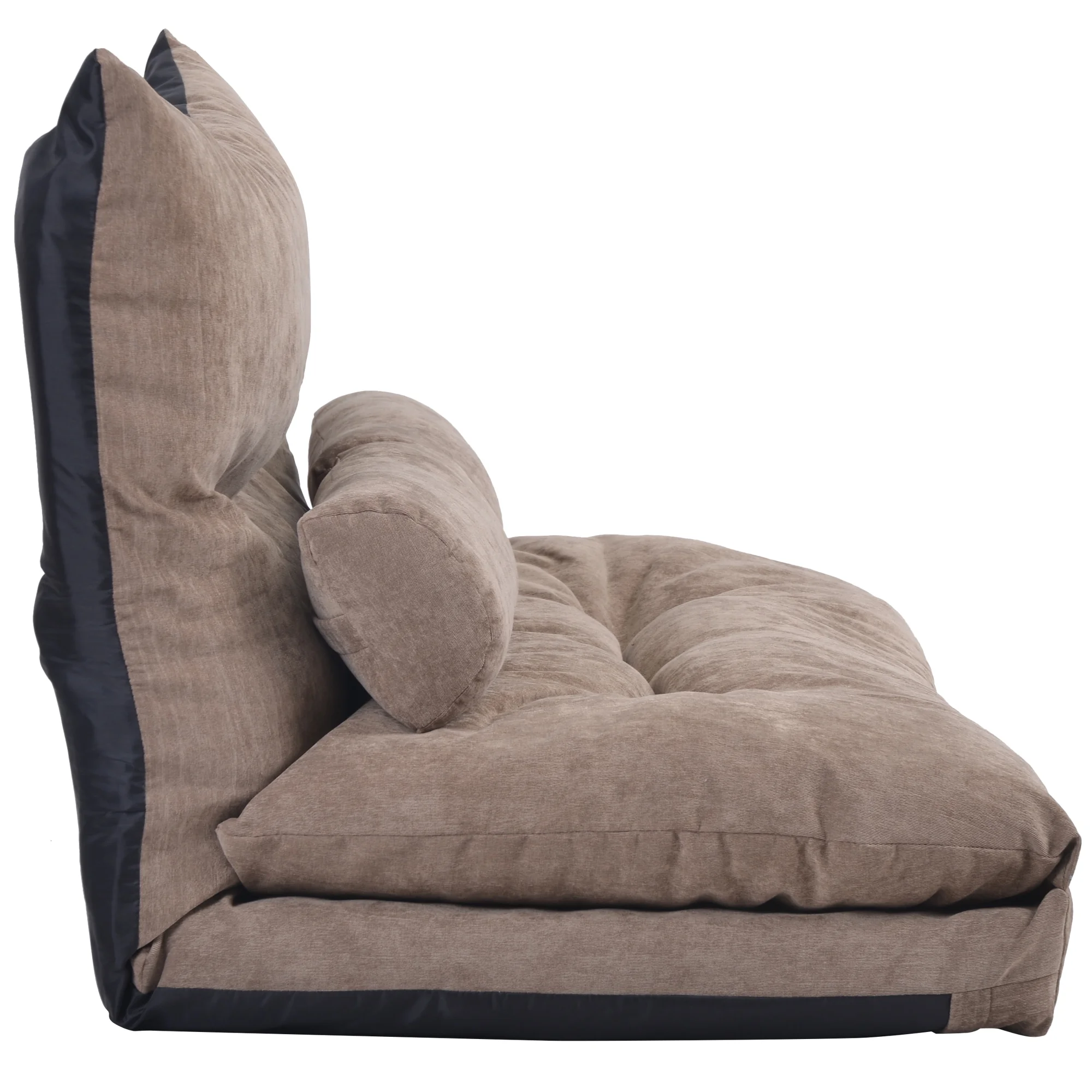 Nestfair Light Brown Sofa Bed Adjustable Folding Futon Sofa with Two Pillows