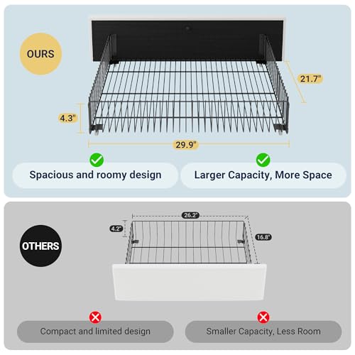 Allewie Modern Full Size Platform Bed Frame with 4 Storage Drawers and Velvet Upholstered Headboard, Wooden Slats Support