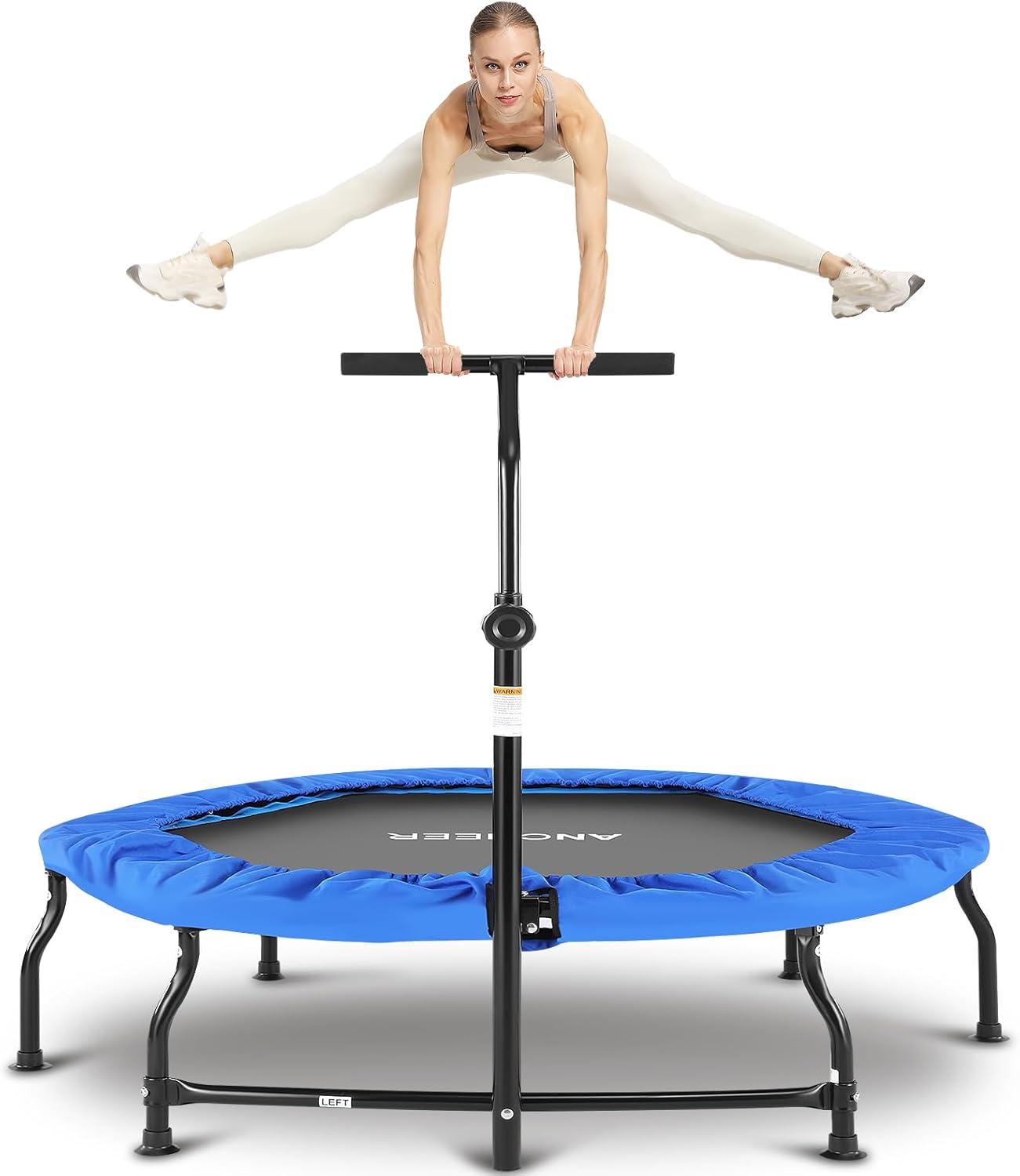 ANCHEER 40/50" Foldable Mini Trampoline Max Load 450/550lbs, Fitness Trampoline with Bungees, Adjustable Foam Handle