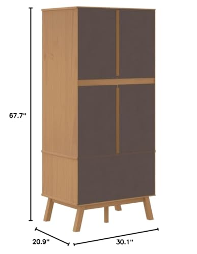 Wood Wardrobe Closet, Bedroom Armoire Closet, Solid Wood Wardrobe Armoire Closet Storage Cabinet with 2 Drawers and 1 Large Compartment