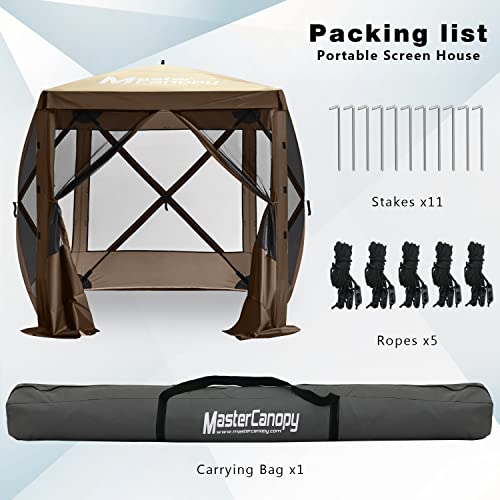 MASTERCANOPY 12x12FT Pop Up Gazebo Screen Tent - Instant Screen House with Netting, Quick Set, Outdoor Canopy Shelter with Carry Bag for Camping