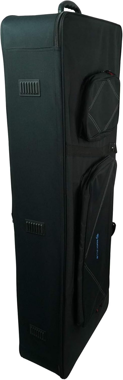 Rockville Rolling Bag 61 Slim Keyboard Case w/Wheels+Trolley Handle+Large Pocket