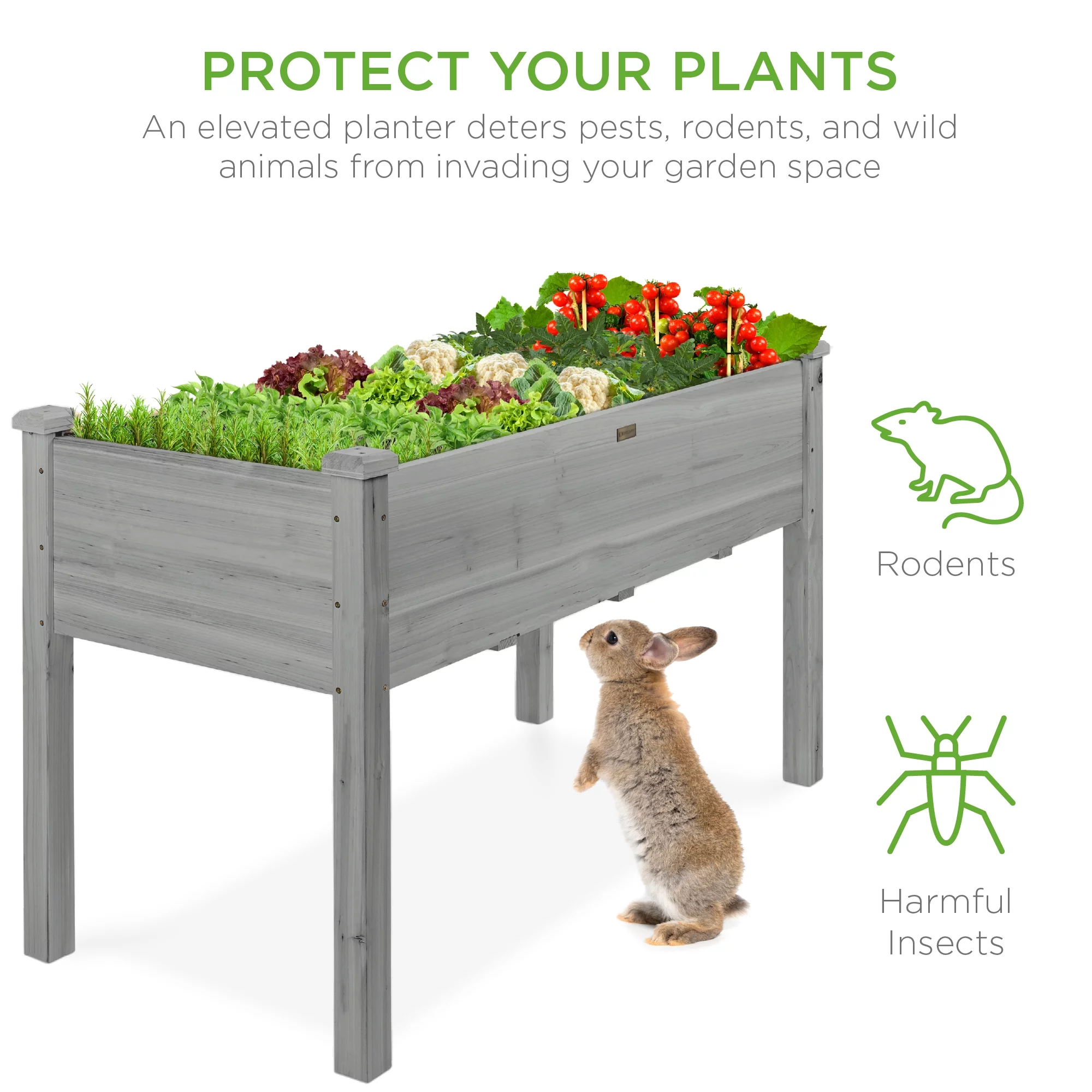 Best Choice Product 48x24x30in Raised Garden Bed, Elevated Wooden Planter for Yard w/ Foot Caps, Liner - Gray - Curated Treasures Market