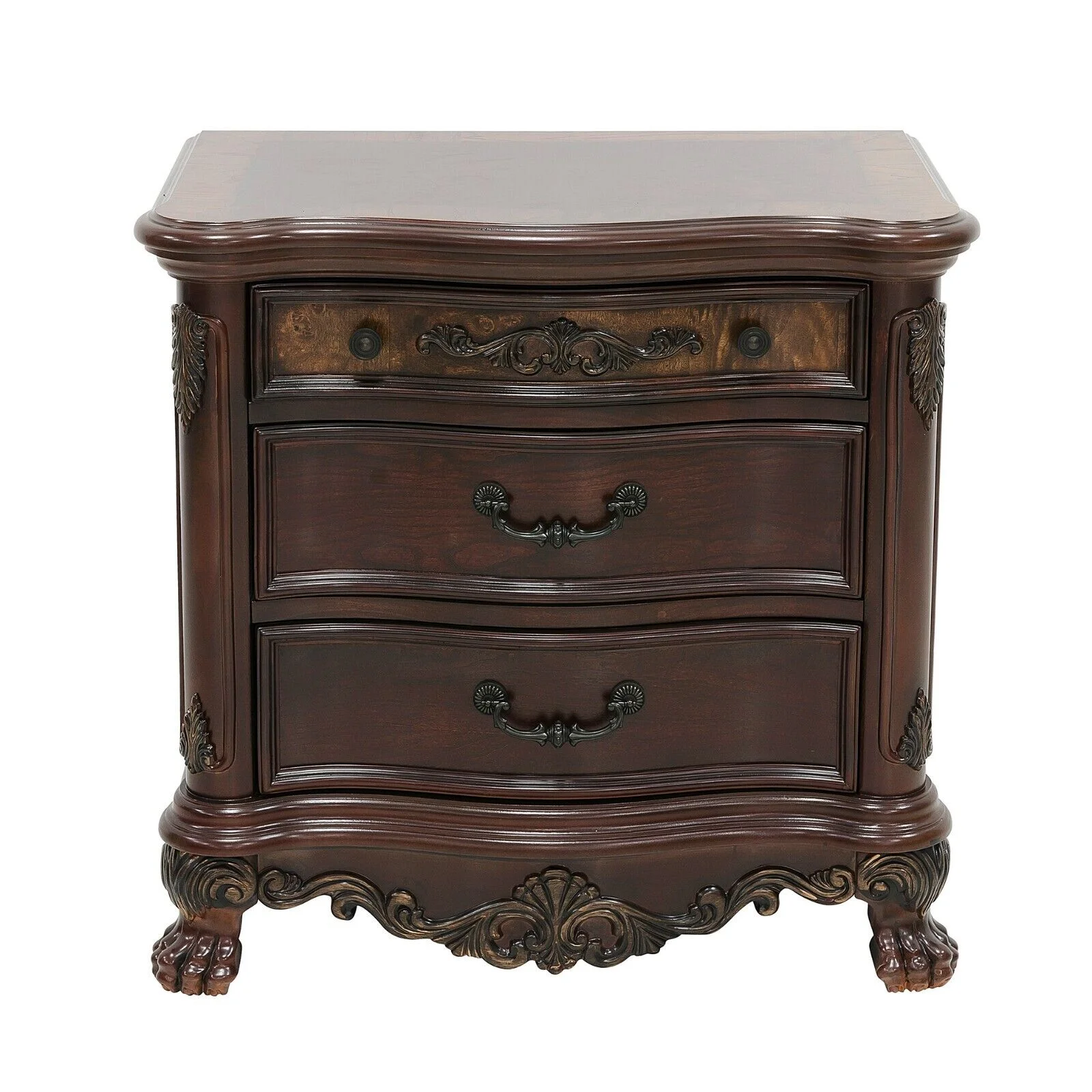 Formal Bedroom 5pc Queen Poster Bed Dresser Nightstands Mirror Set Traditional Style Cherry Finish