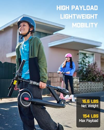 FanttikRide T9 Electric Scooter for Kids 4.3-5.6 ft, 7/10/12 MPH, LED Battery Level, Height Adjustable and Foldable, Electric Scooter for Kids