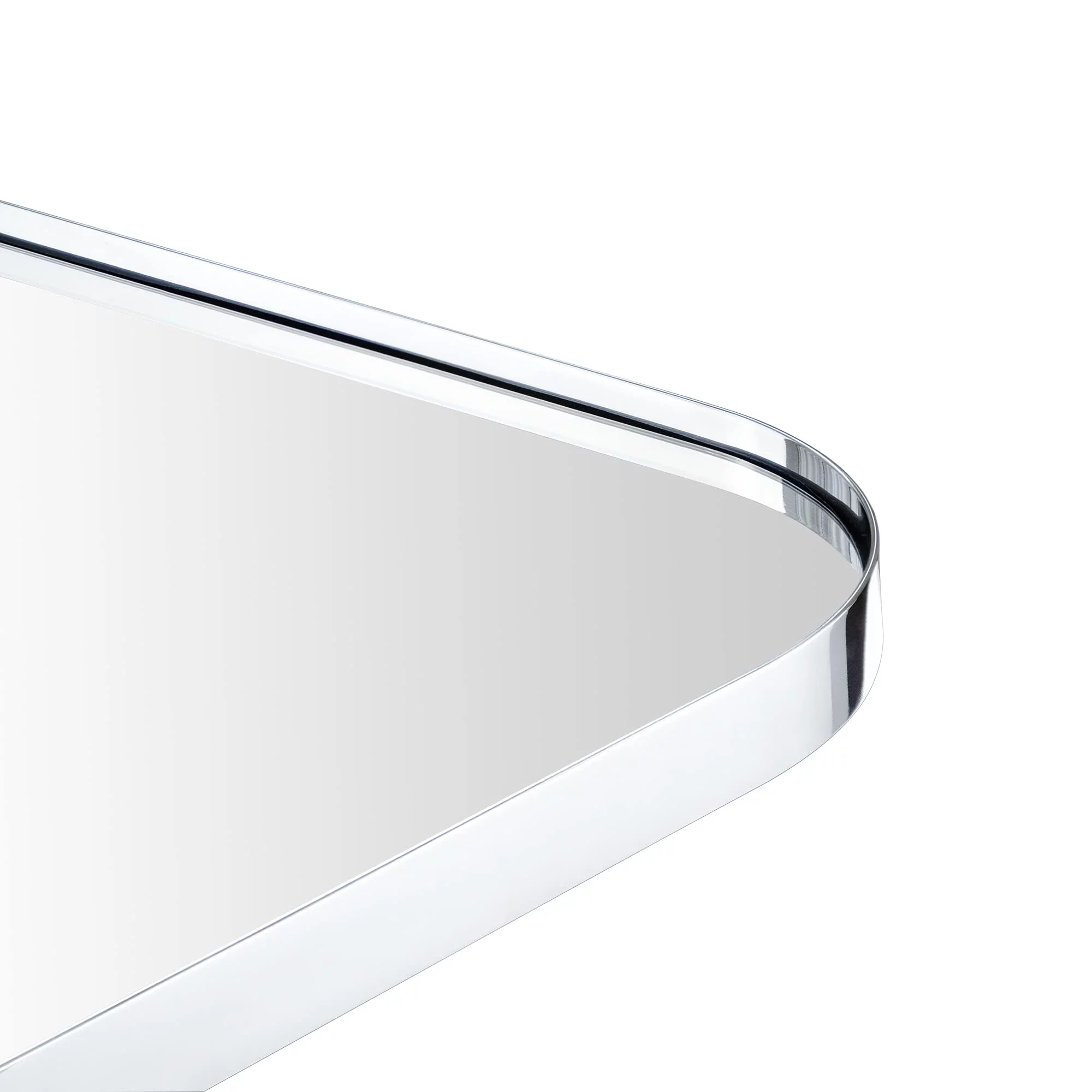 EGHOME Chrome Arched Recessed Bathroom Medicine Cabinet with Mirror Stainless Steel Metal Framed Rectangular Bathroom Cabinet with Mirror 16x28.3''